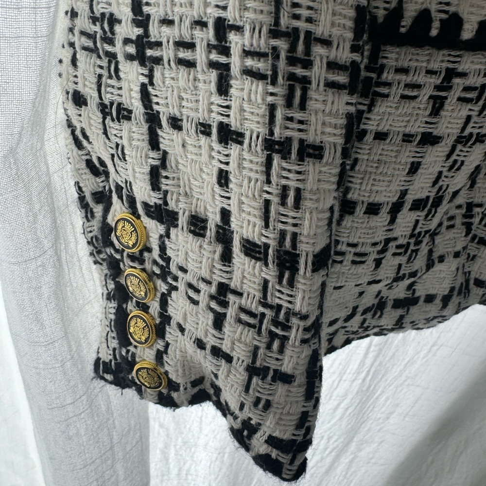 Laundry By Shelli Segal Black & Cream Tweed Double-Breasted Blazer - Picture 5 of 5